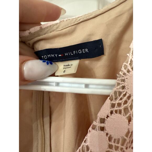 Tommy Hilfiger Pink Floral Lace Fit & Flare Dress | Size 6 - Picture 2 of 6